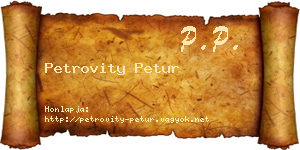 Petrovity Petur névjegykártya